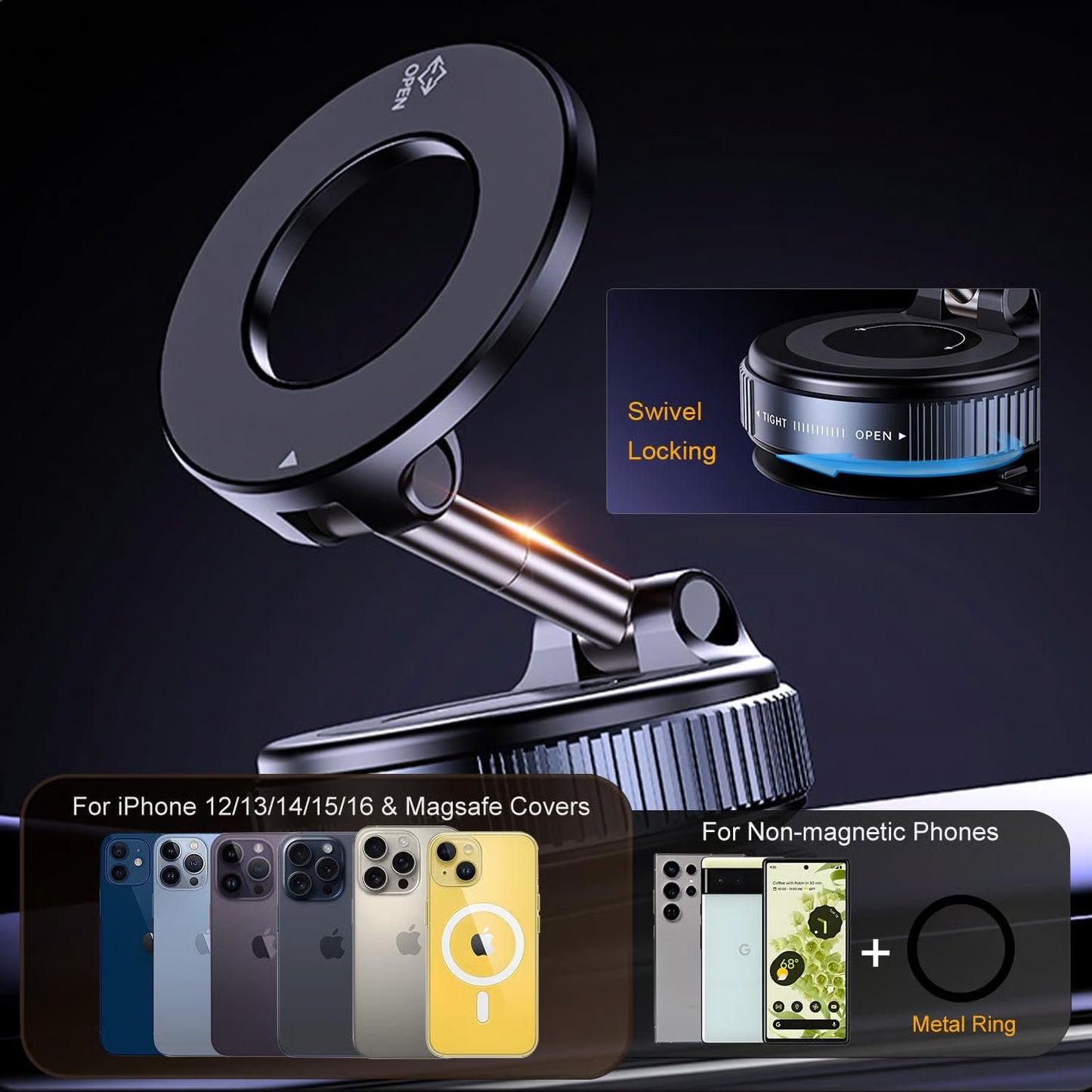MagneticPro™ Universal Suction Phone Mount
